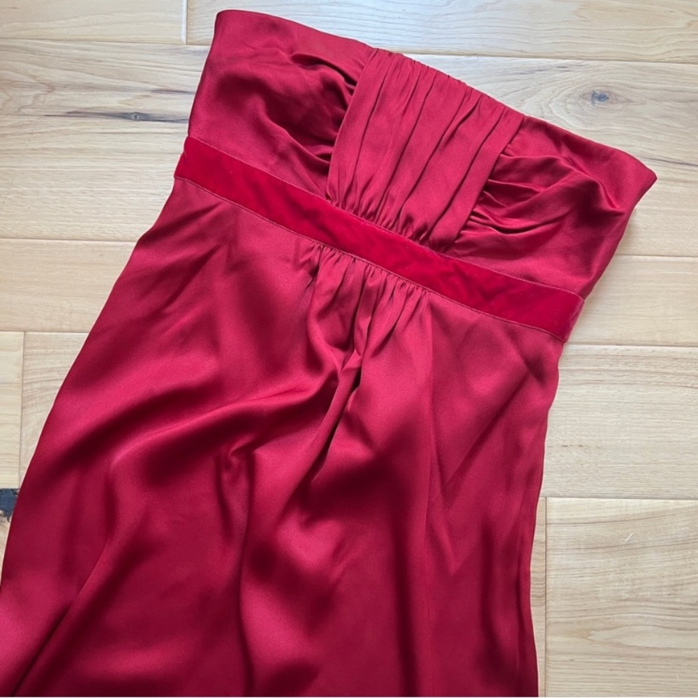 100% Silk Banana Republic Strapless Ruby Garnet Red Date Night Sexy Dress